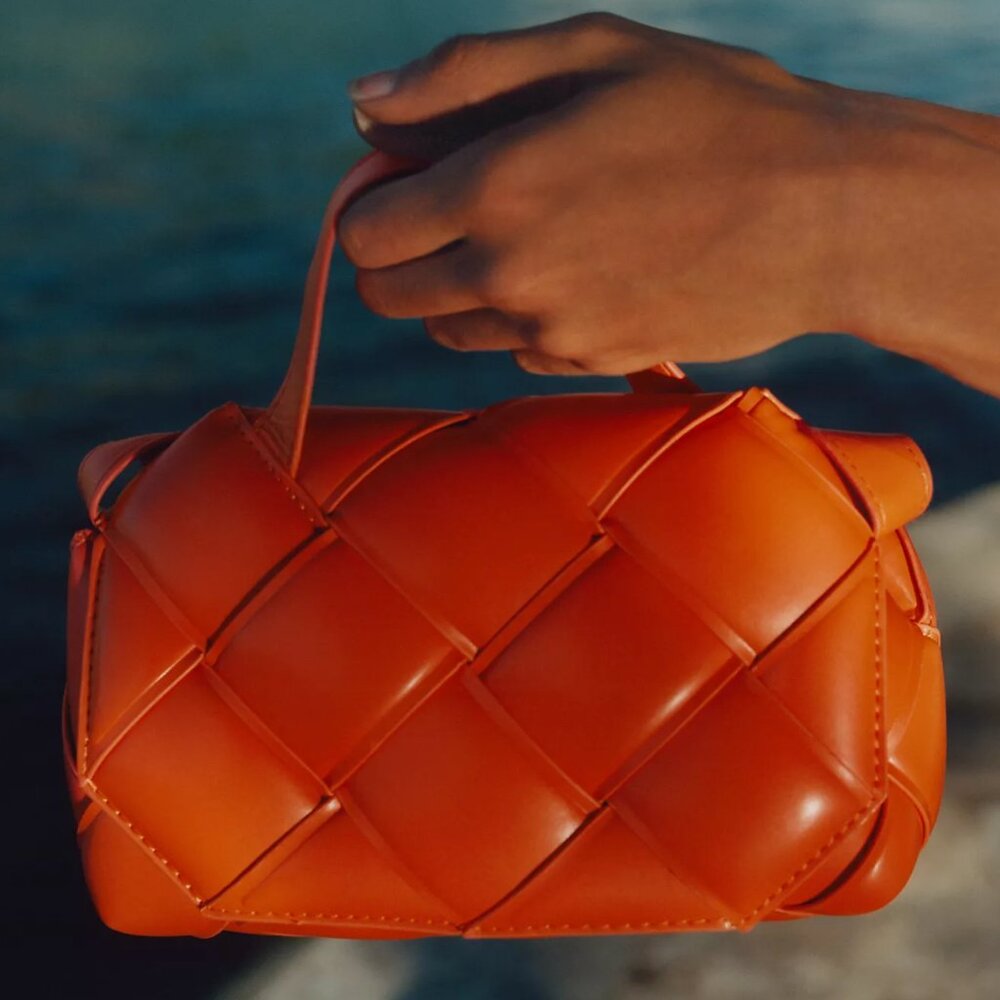 NWT Puffy Woven Orange Crossbody Bag By Anthropologie